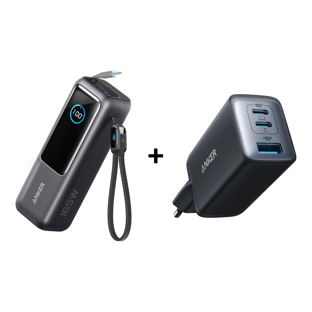 PowerBank Anker (25K, 165 W)+Anker Chargeur USB C (Nano II 65 W)