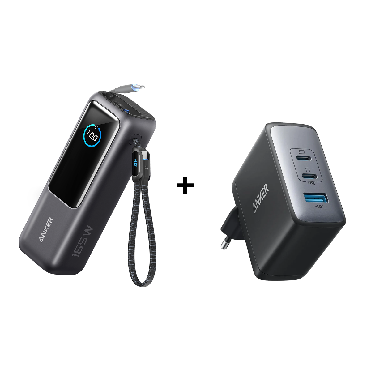 PowerBank Anker (25K, 165 W)+Anker 736 Chargeur USB C 100 W (Nano II)