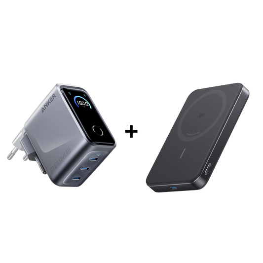 Chargeur Anker Prime (160 W, 3 ports) +PowerBank Anker MagGo (10K, Slim)