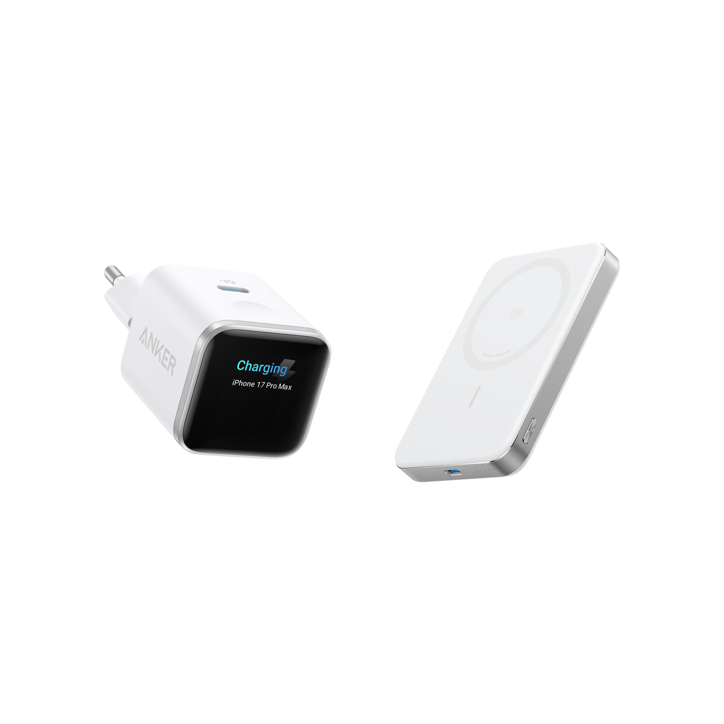 Chargeur Anker Nano (45 W, écran intelligent) + PowerBank Anker MagGo (10K, Slim)
