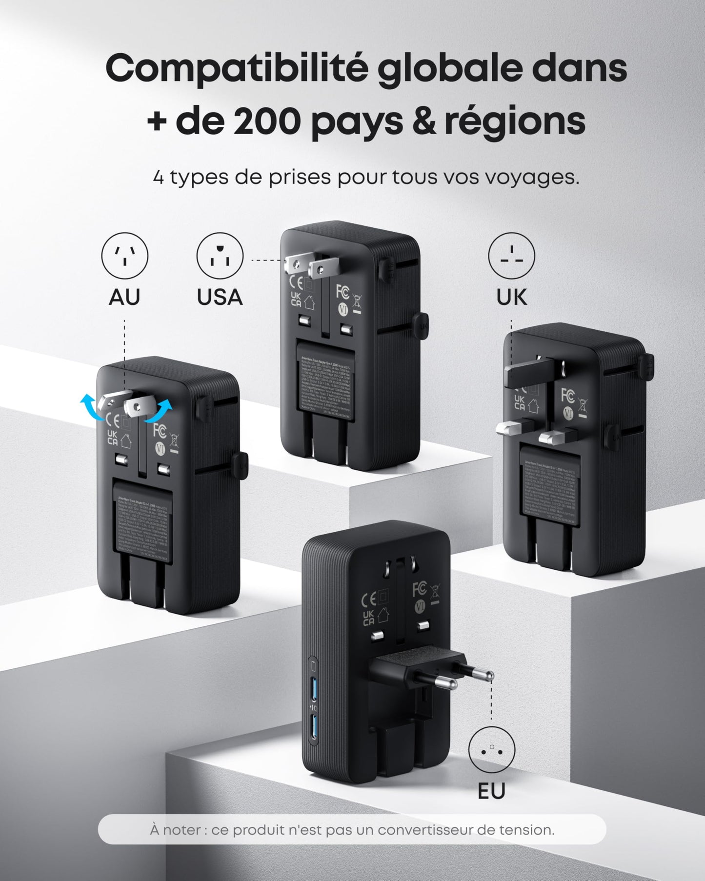 Adaptateur de voyage Anker Nano (5-en-1, 20 W)