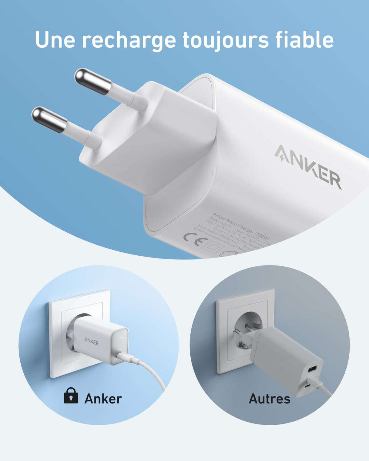 Chargeur Anker Nano (100 W) avec câble USB-C