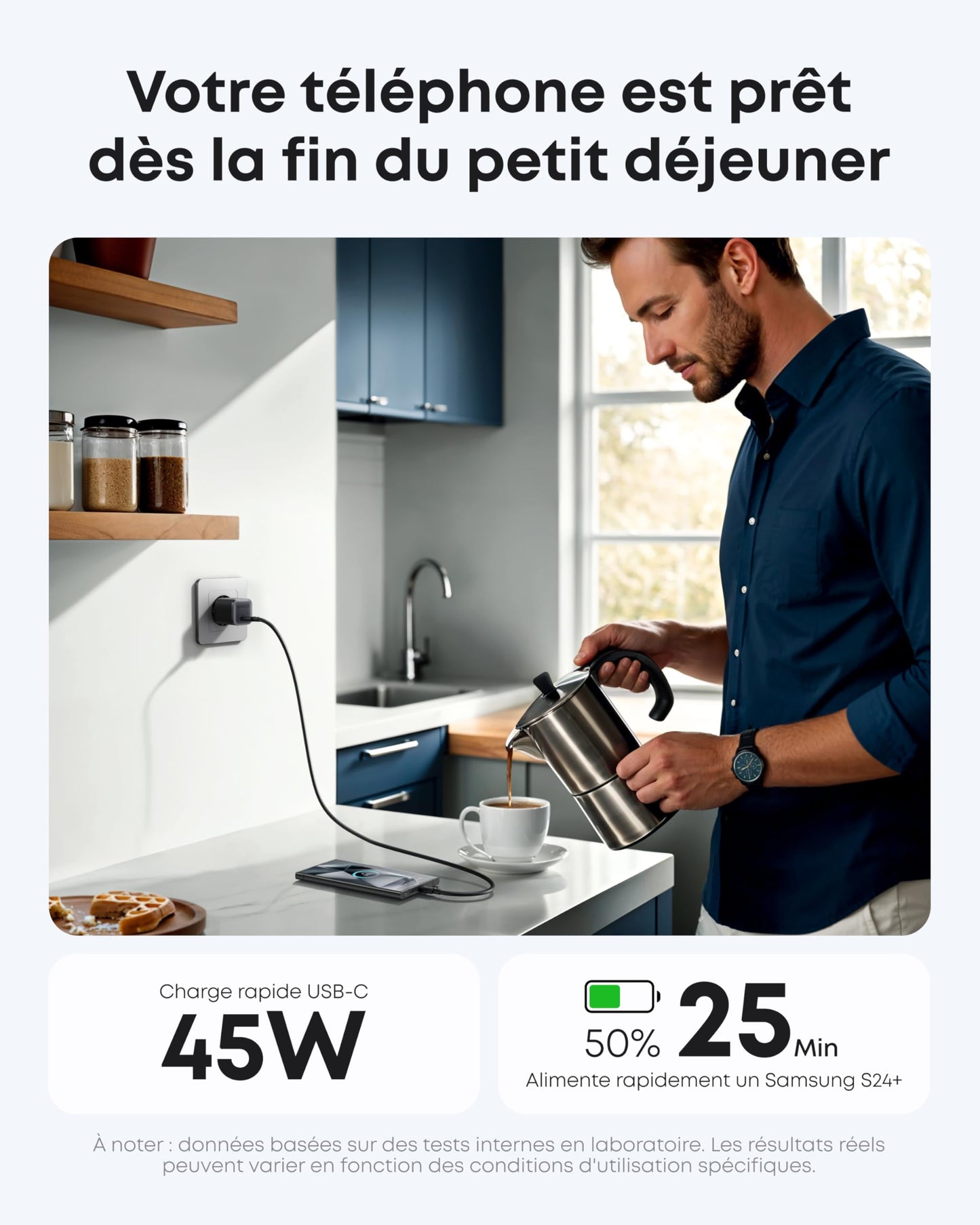 Chargeur Anker Nano (45 W) avec câble USB-C