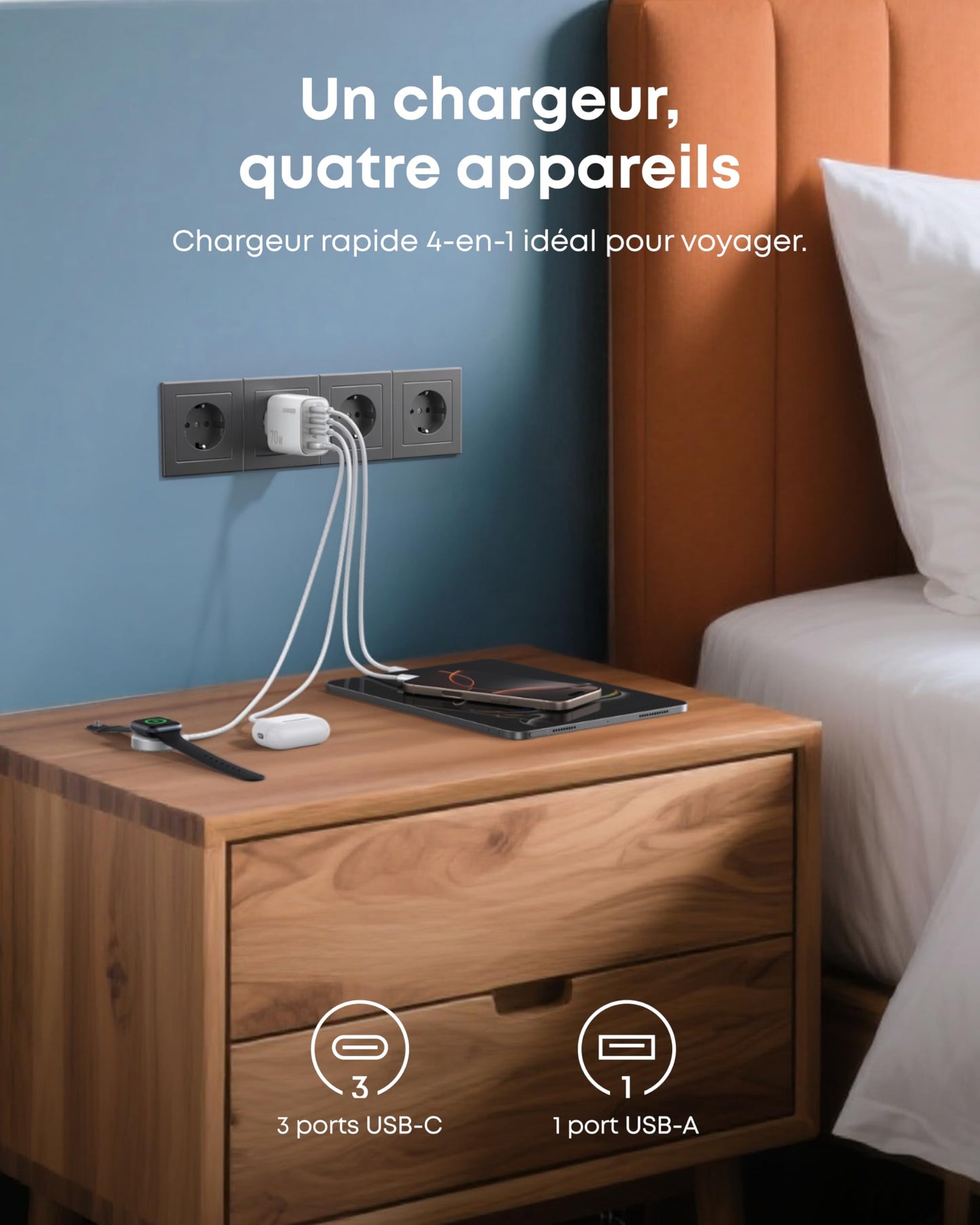 Chargeur Anker Zolo (70 W, 4 ports)