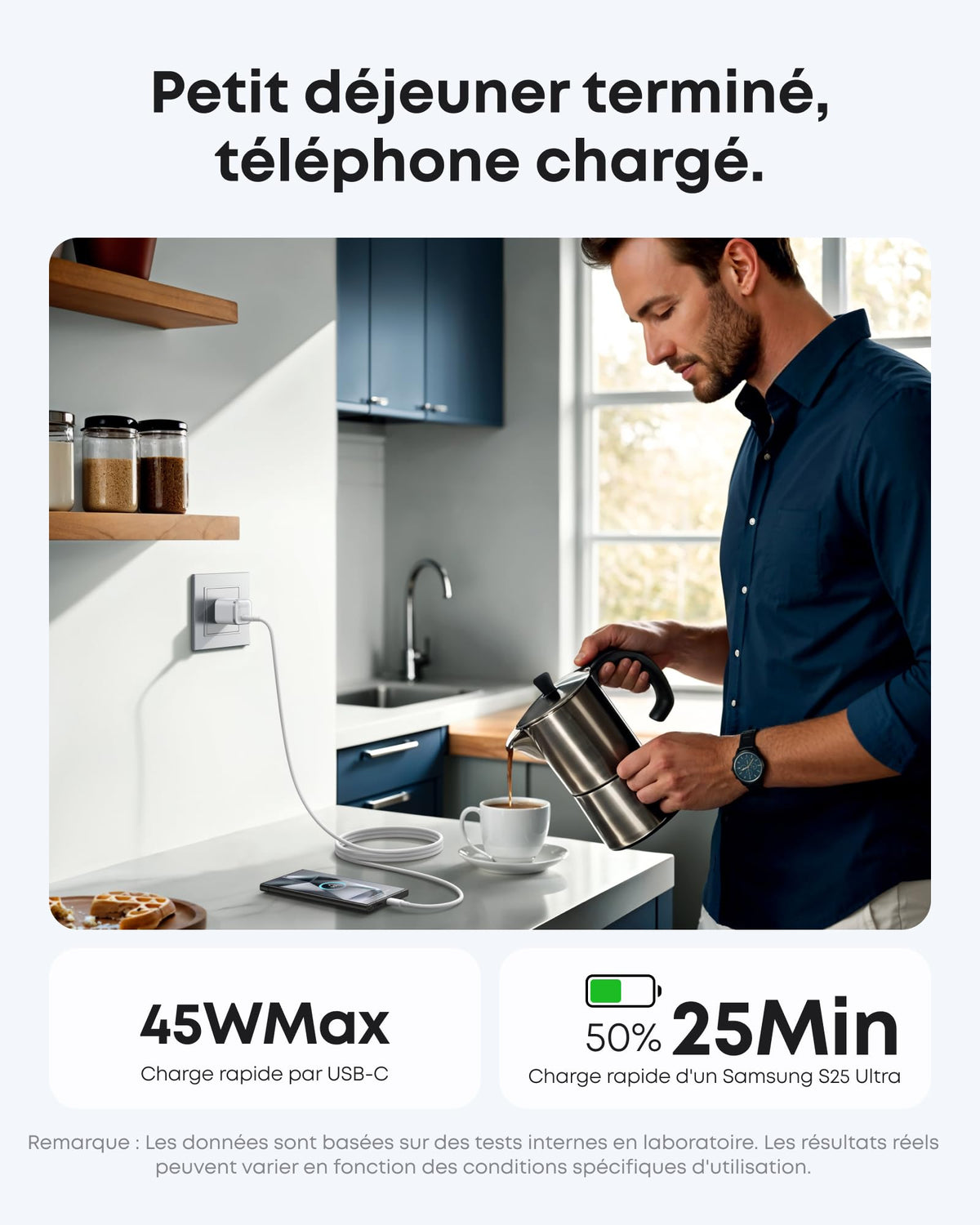 Chargeur Anker Nano (45 W) avec câble USB-C