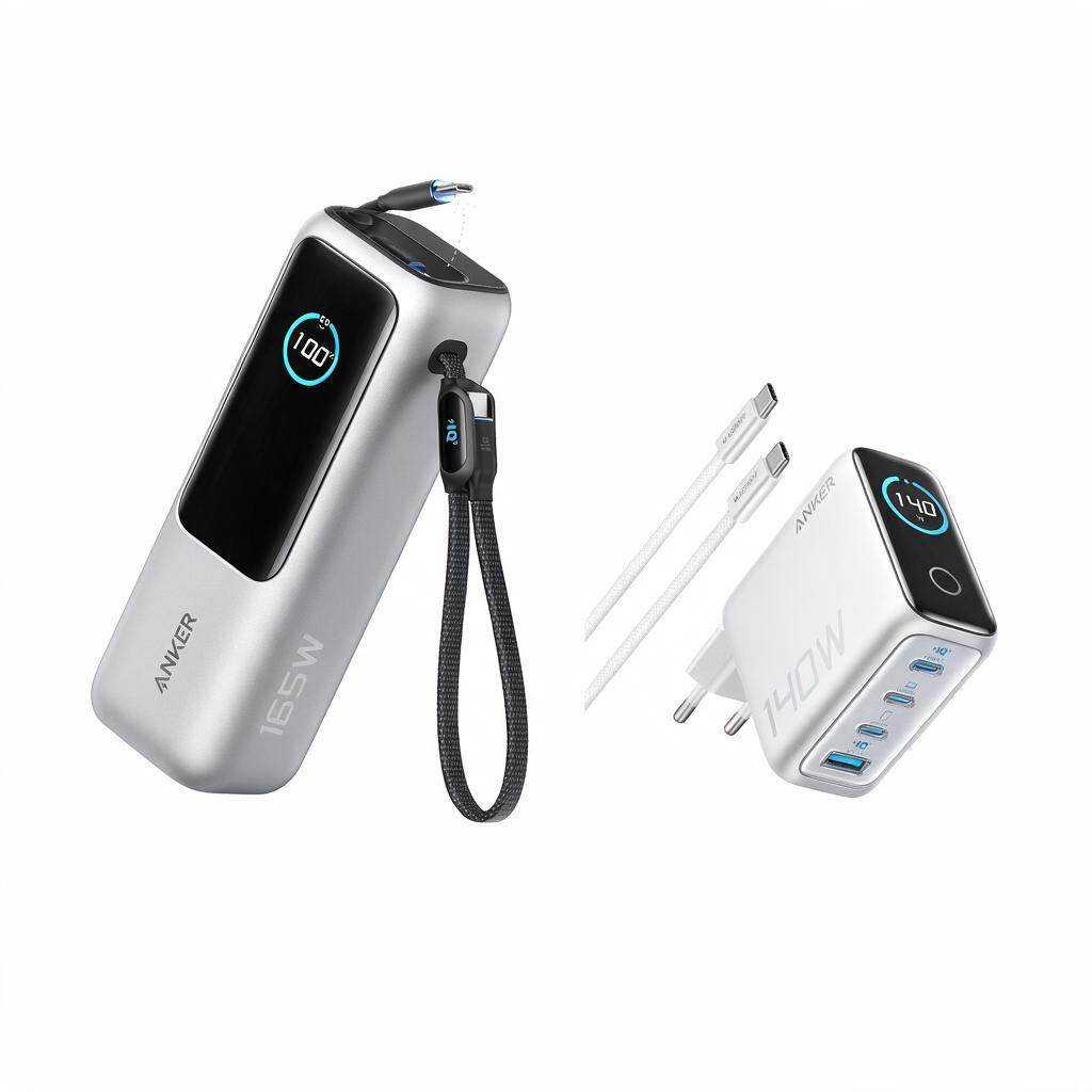 PowerBank Anker (25K, 165 W) + Chargeur Zolo (140 W, 4 ports, PD 3.1)