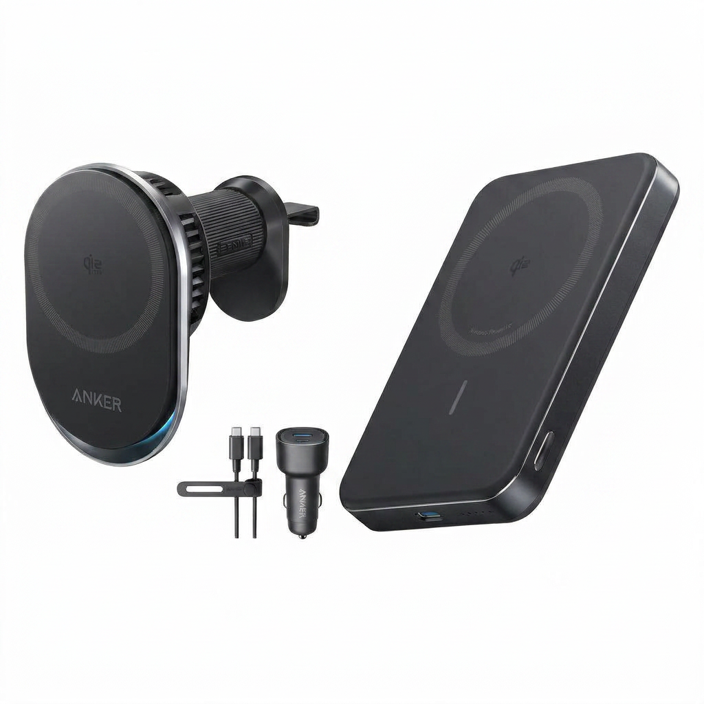 Chargeur sans fil Qi2 Anker Prime, pour port allume-cigare (MagGo, AirCool, Pad) + PowerBank Anker MagGo (10K, Slim)