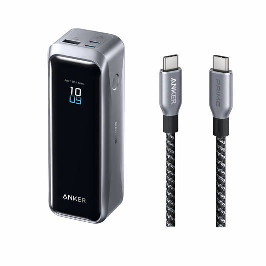 Batterie externe Anker Prime (20K, 220 W) + Câble USB-C vers USB-C Anker Prime (240 W, design tressé et recyclé, 3ft)
