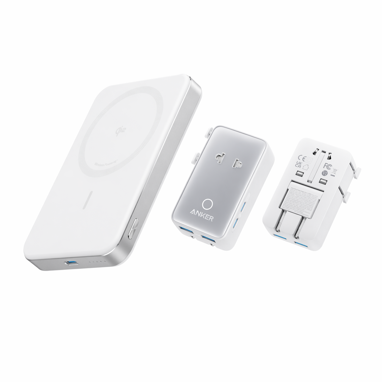 PowerBank Anker MagGo (10K, Slim) + Adaptateur de voyage Anker Nano (5-en-1, 20 W)