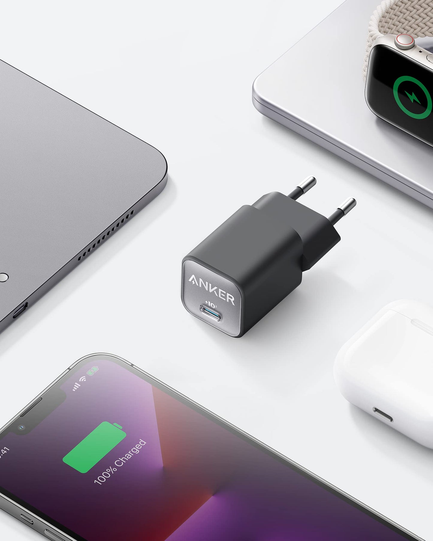 Chargeur Anker Zolo (70 W, 4 ports) + Chargeur Anker <b>511</b> + Câble USB-C vers USB-C Anker Prime (240 W, design tressé et recyclé)