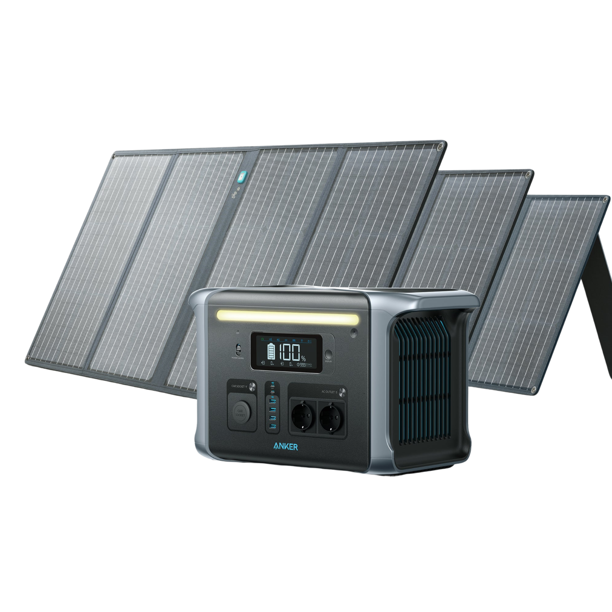 Anker SOLIX F1200 générateur solaire (PowerHouse 1 229 Wh avec 3 panneaux solaires 100 W)